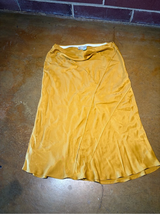 Anthropologie Dresses & Skirts - Anthropologie Golden Yellow Satin Midi Skirt